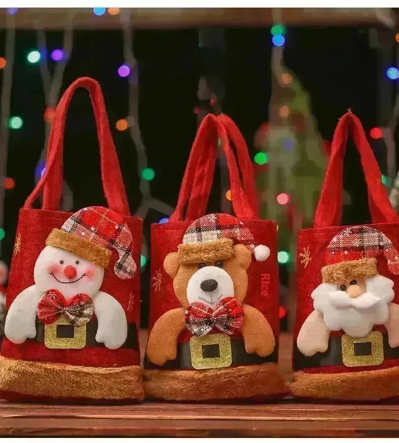 Christmas Candy Gift Tote Bag For Kids Funny Creative Santa Claus Elk Snowman Bear Handbag Small Christmas Tree Decoration Bags - EX-STOCK CANADA