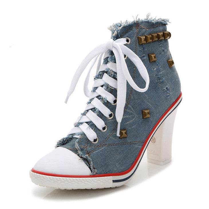 Denim Casual Shoes Canvas Fashion Heel Boot - EX-STOCK Canada