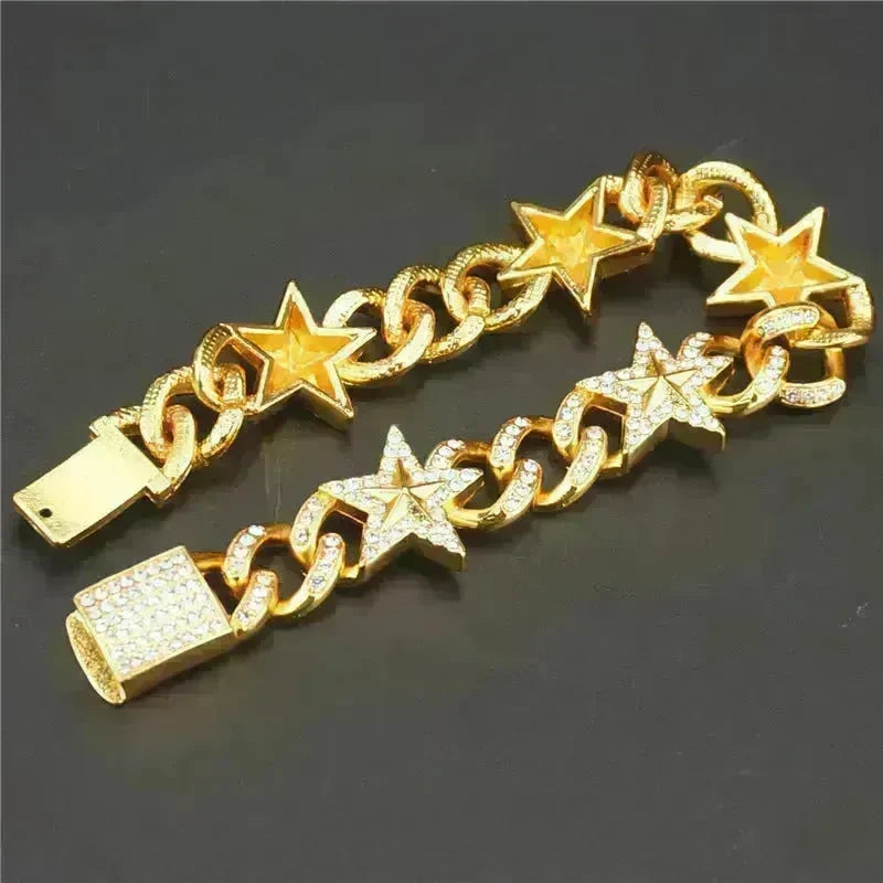 Hipster Five-pointed Star Cuban Link Chain Bracelet - EX-STOCK CANADA