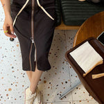 Women's Straight zip down Midi Pencil Skirt street style - EX-STOCK Canada