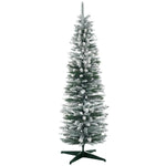 6ft Tall Pencil Artificial Christmas Tree, Holiday Decor With Snow Flocked Branches, Green EX-STOCK Canada 