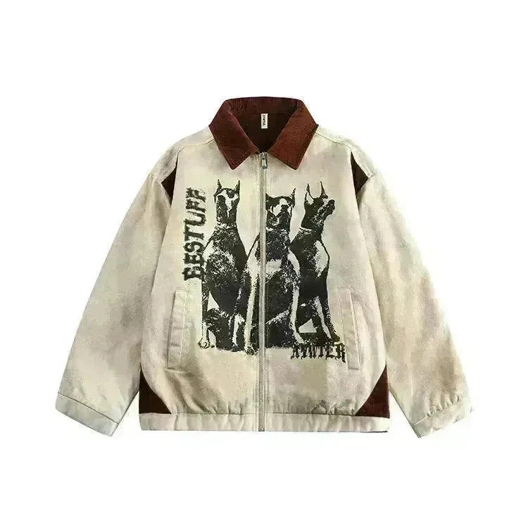 Casual men Retro Heavy Lapel Cotton padded jacket Hip pop street style - EX-STOCK CANADA