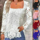 Fashionable Evening Top for Women Square Neck Long Sleeve Lace top Long Top for Women - EX-STOCK CANADA