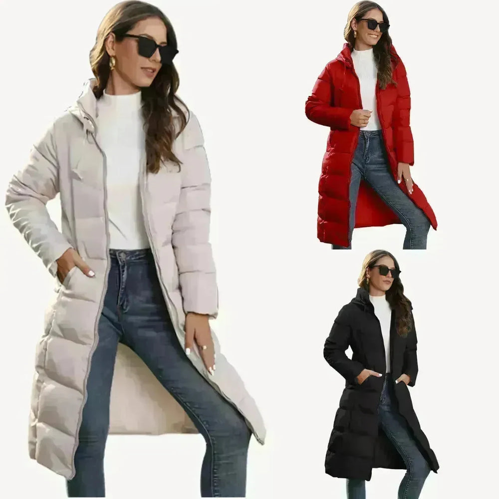 Mid Length Cotton Padded Hoodie Puffer Winter Jacket for women - EX-STOCK CANADA