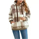 Casual Thick Fleece Plush half zip Plaid Hoodie Pullover top for women - EX-STOCK CANADA
