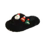 Christmas Hat Fluffy Slippers Women's Warm Toe Covering Cotton Slippers EX-STOCK Canada 
