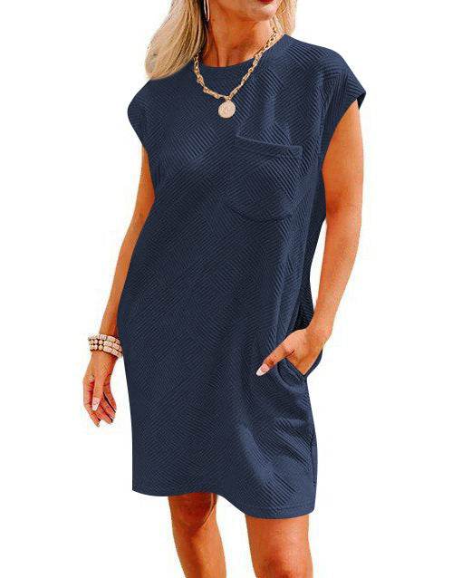 Summer Round-neck Short-sleeve Dress With Pockets Fashion Casual Loose Sports Dresses For Women Clothing - EX-STOCK Canada