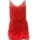 Elegant Chic Spaghetti Strap Luxury Tassel Sequins Feather Women’s Mini Dress for Evening Party, Cocktail Wedding Guest. - EX-STOCK CANADA