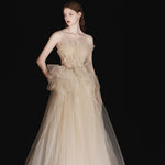 Champagne Annual Meeting Dinner Ladies Belt Long Dress EX-STOCK Canada 