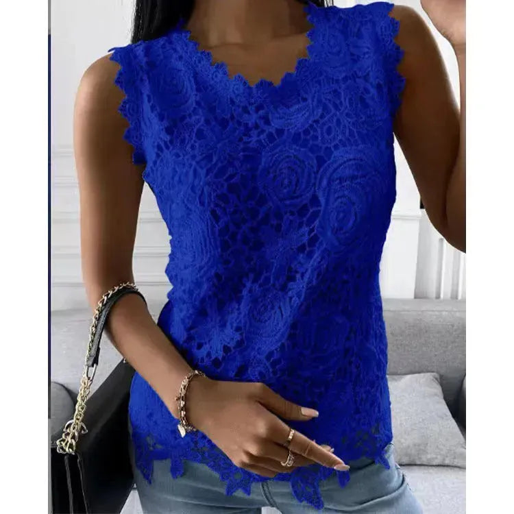 Elegant Women Summer Flowers Lace Blouse top - EX-STOCK CANADA