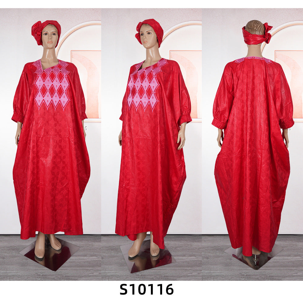 Embroidered Robe Solid Color Arabic Dubai Muslim Women Dress - EX-STOCK Canada