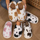 Cute Cow Spotted Plush Slippers Winter Warm Non-slip Bedroom Floor Fuzzy Slipper Couple Women House Shoes - EX-STOCK Canada