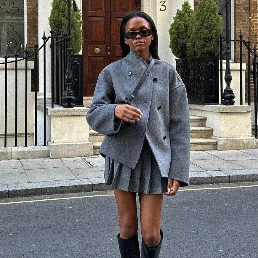 Fall Winter Double Breasted Solid Color Cashmere coat for women - EX-STOCK Canada