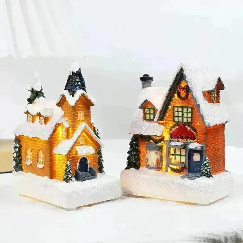 Christmas Decorations Resin Small House Luminous Ornaments - EX-STOCK CANADA