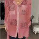 Letter Print Long Sleeve Shirt Fashion Commuter Style Lapel Shirt Women's Clothing - EX-STOCK CANADA