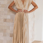 Summer V-neck Pleated Dress INS Fashion Casual Loose Zip Sleeveless Dresses For Women Clothing 