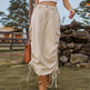 American-style Casual Denim Drawstring Midi Cargo Skirt - EX-STOCK Canada