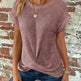 Casual Summer Short-sleeved Waffle blouse Top Summer New Solid Color Casual Evening Top For Women - EX-STOCK CANADA