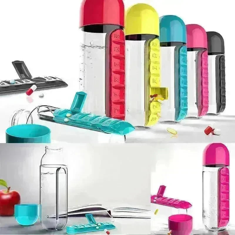 7-Day Pillbox Water Bottle Travel Organizer - EX-STOCK CANADA