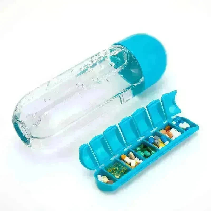 7-Day Pillbox Water Bottle Travel Organizer - EX-STOCK CANADA