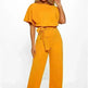 7-color Fashion Lace-up Button Short-sleeved Women's Jumpsuit - EX-STOCK CANADA