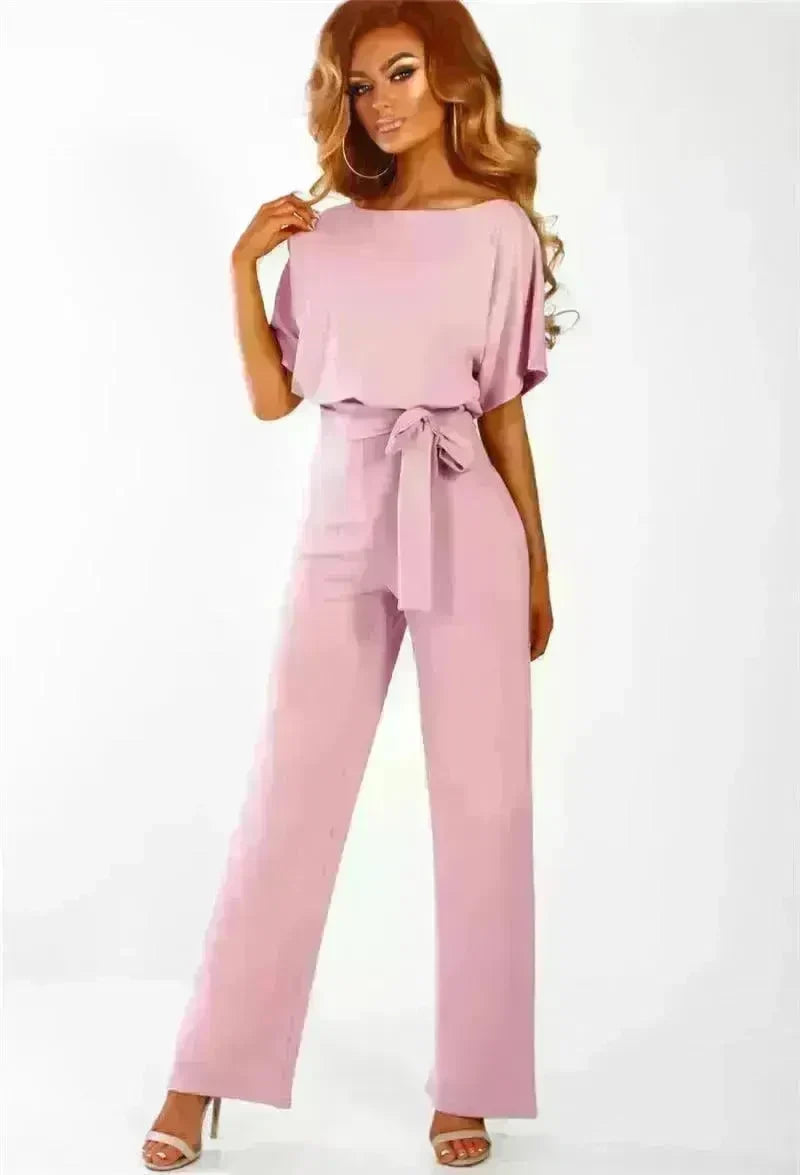 7-color Fashion Lace-up Button Short-sleeved Women's Jumpsuit - EX-STOCK CANADA