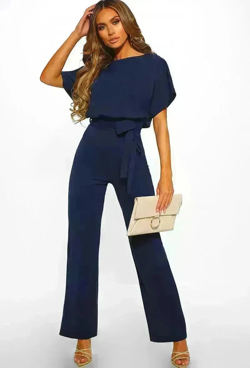 7-color Fashion Lace-up Button Short-sleeved Women's Jumpsuit - EX-STOCK CANADA