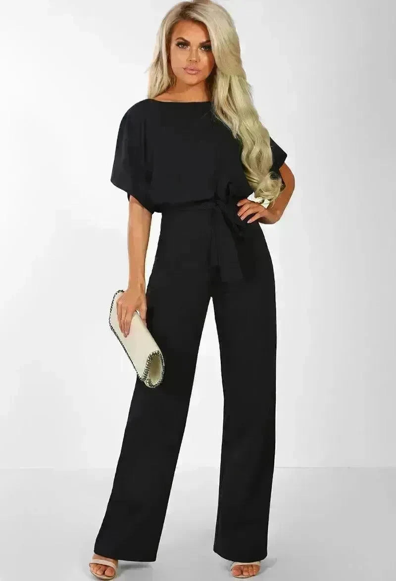 7-color Fashion Lace-up Button Short-sleeved Women's Jumpsuit - EX-STOCK CANADA