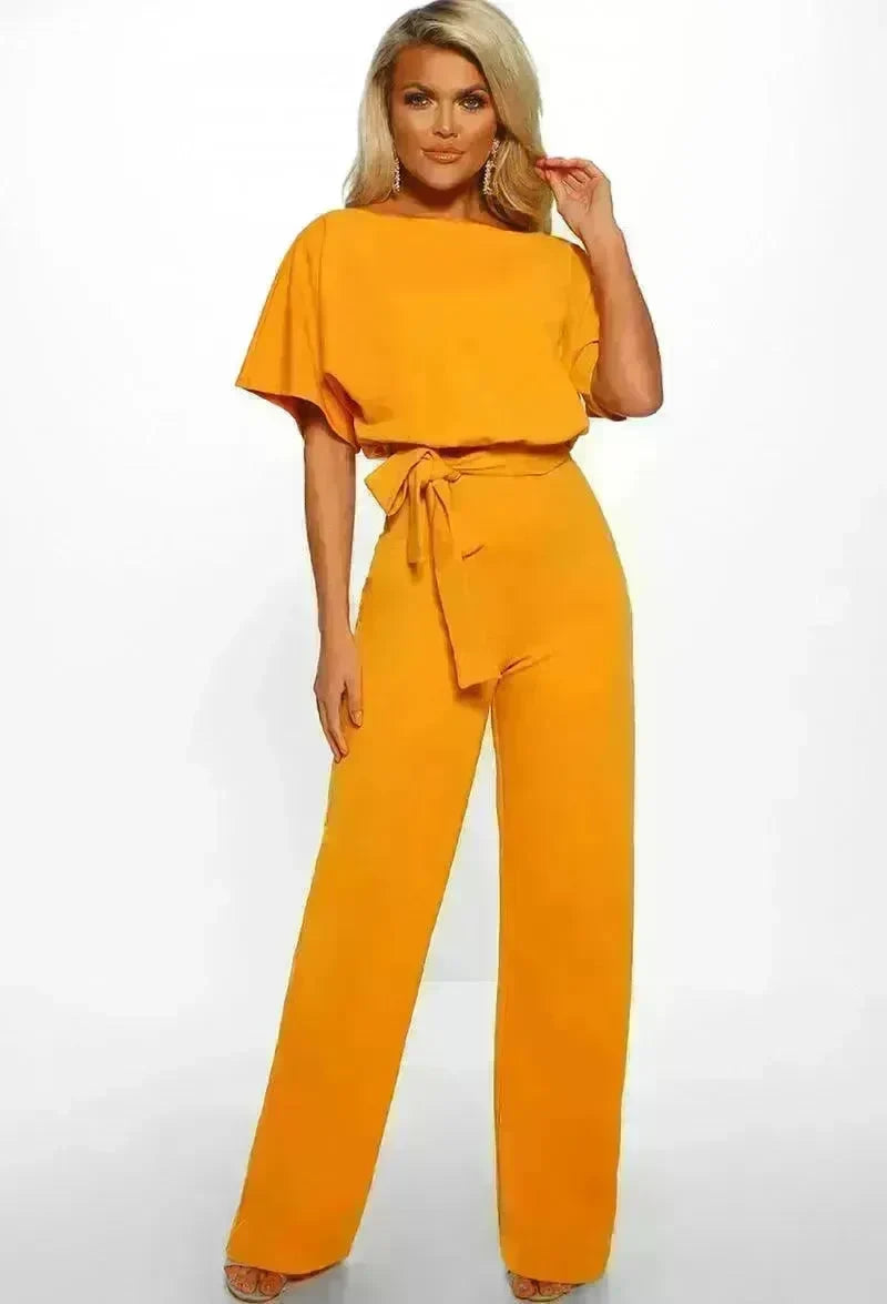 7-color Fashion Lace-up Button Short-sleeved Women's Jumpsuit - EX-STOCK CANADA