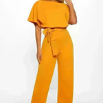 7-color Fashion Lace-up Button Short-sleeved Women's Jumpsuit - EX-STOCK CANADA