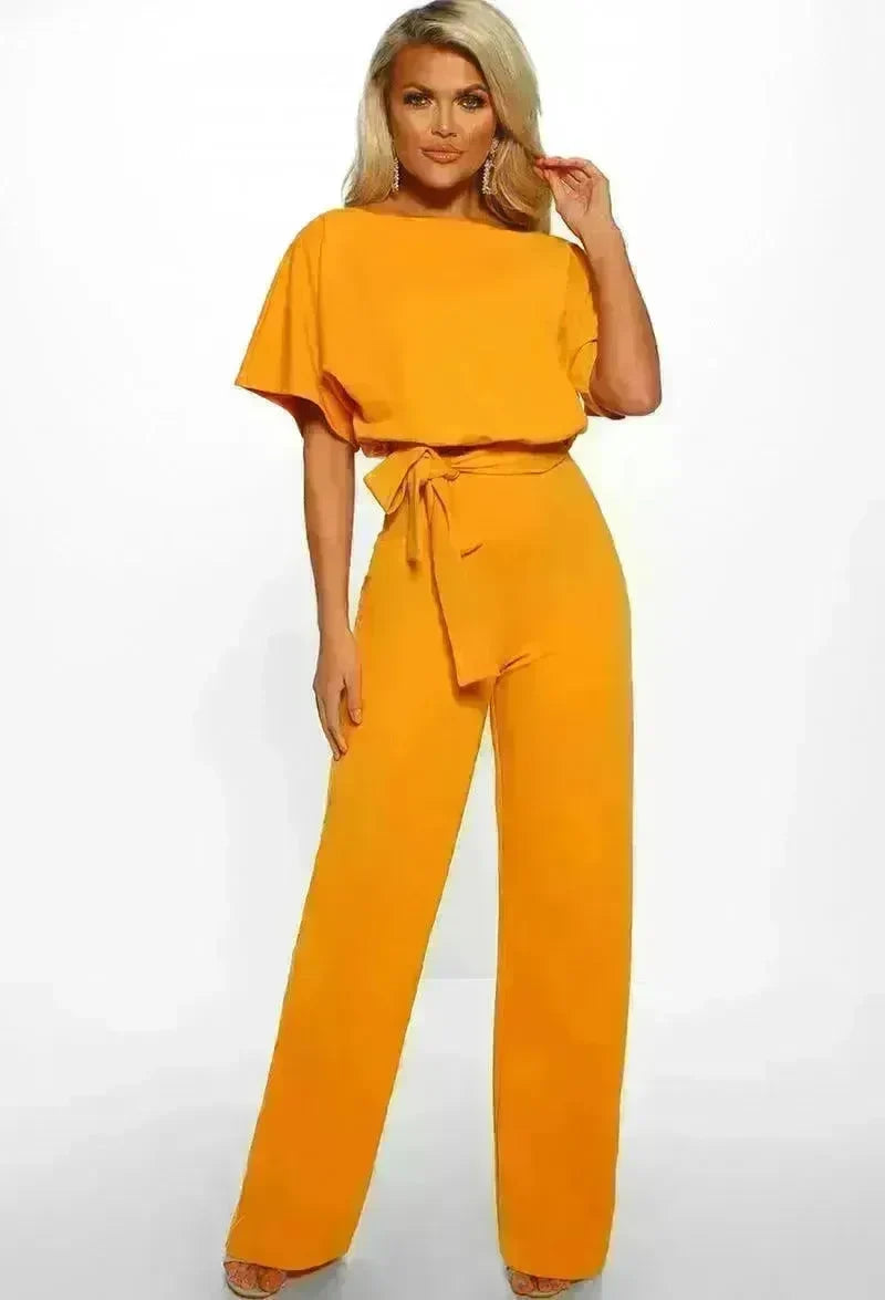 7-color Fashion Lace-up Button Short-sleeved Women's Jumpsuit - EX-STOCK CANADA