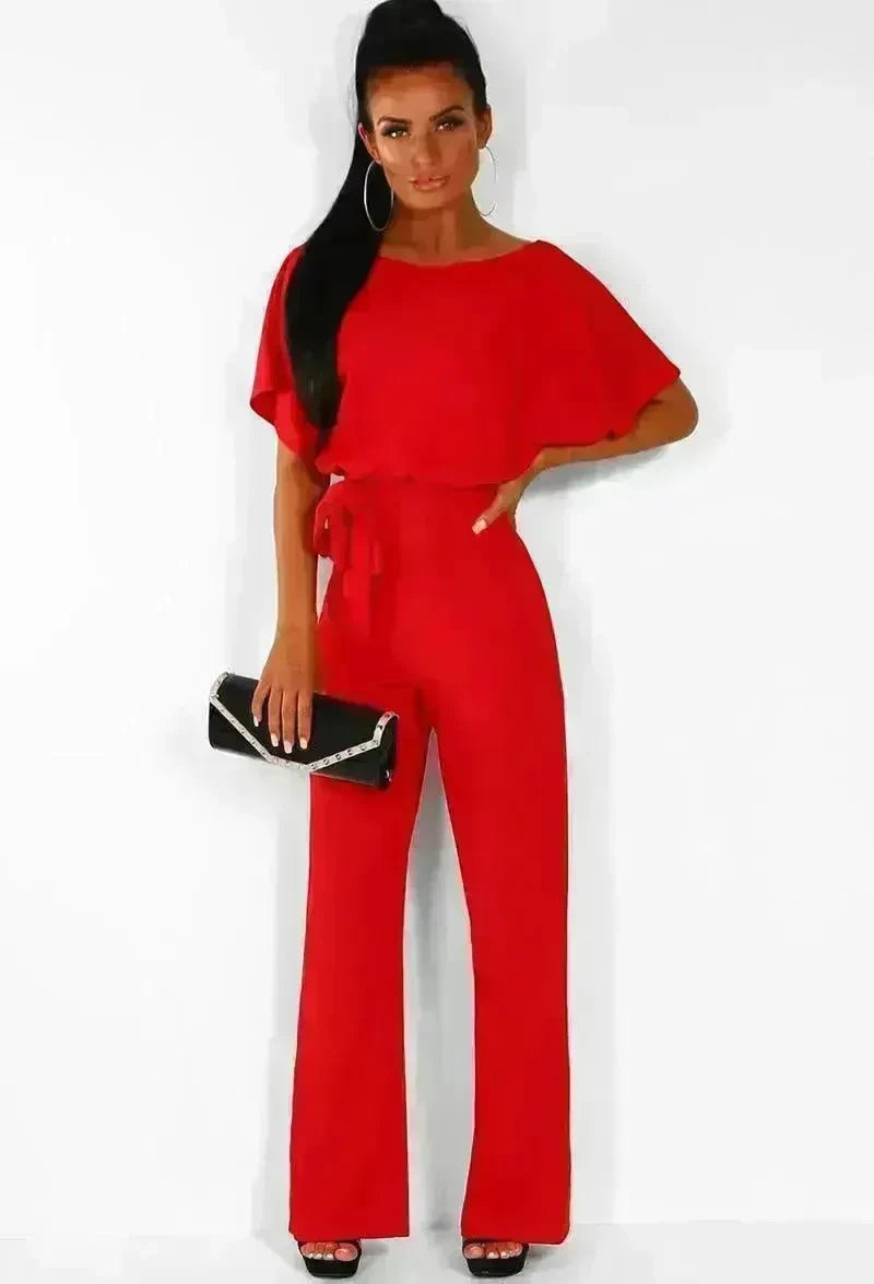 7-color Fashion Lace-up Button Short-sleeved Women's Jumpsuit - EX-STOCK CANADA