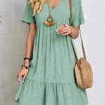Summer Beach  V-neck Dresses Women's Loose Casual Short-sleeved Loose Skater Dress for Chic Ladies - EX-STOCK CANADA