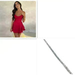 Elegant Chic Skirt Dress For Women Elegant Slim Strap Satin Backless Lace Up Ladies Party Mini Skater Dress - EX-STOCK CANADA