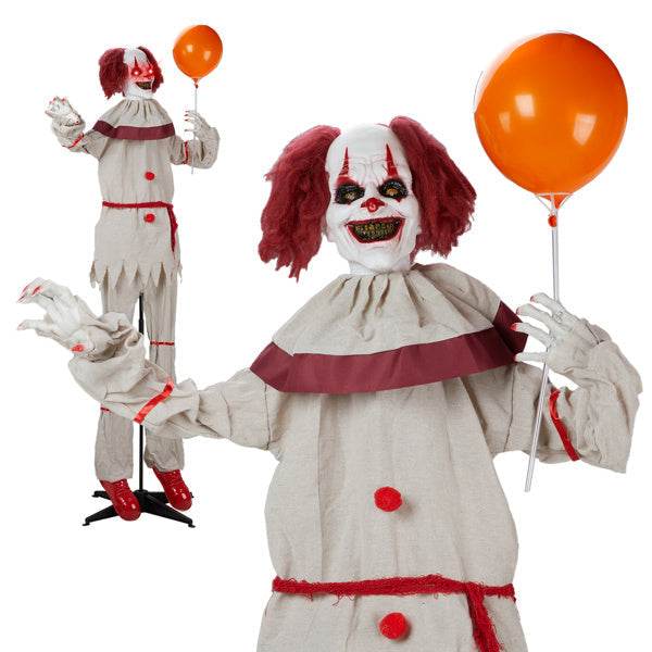 5.7ft Eye Red Light Vibration Clown Sound Voice Control, Standing Balloon Clown, Battery Model - Battery Not Included, Halloween Standing Decoration - EX-STOCK Canada