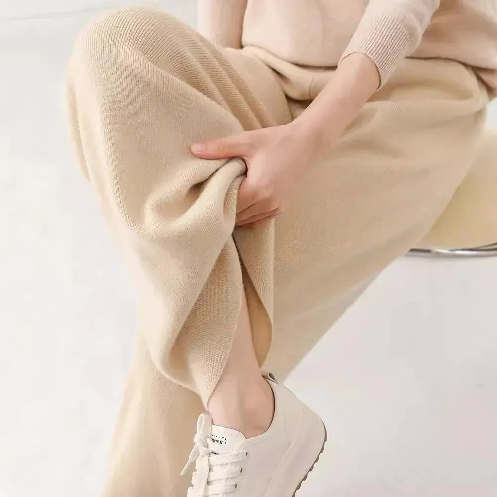 High Waist Casual All-match Knitted Mop Trousers Thickened - EX-STOCK CANADA