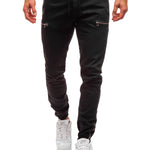 European And American Men's Denim Fabric Casual Frosted Zipper Design Jeans pant Men - EX-STOCK Canada