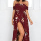 Elegant Ladies Summer Boho Vacation Resort Slit Maxi dress off shoulder Long floral Beach summer slit dress - EX-STOCK Canada