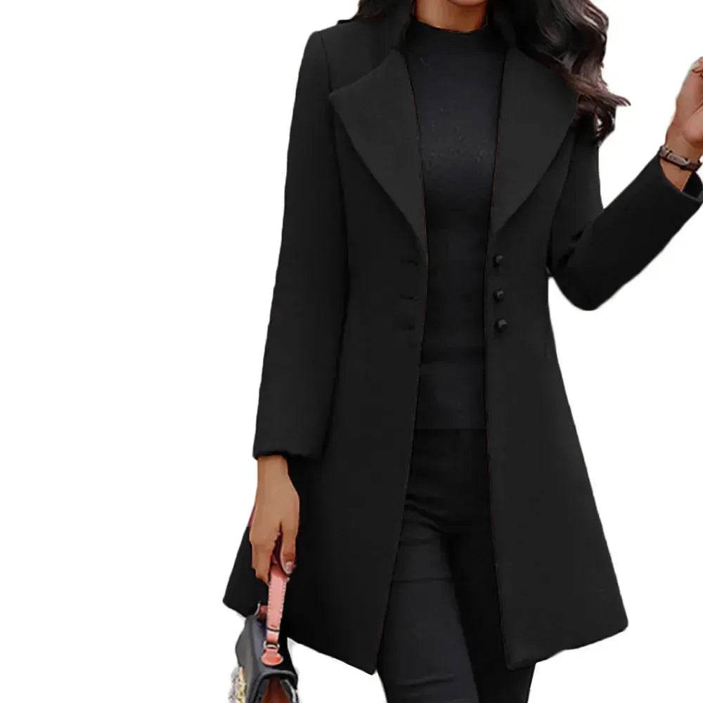 Winter Single-Breasted Slim-Fit Lapel Coat business office work coat for women - EX-STOCK Canada