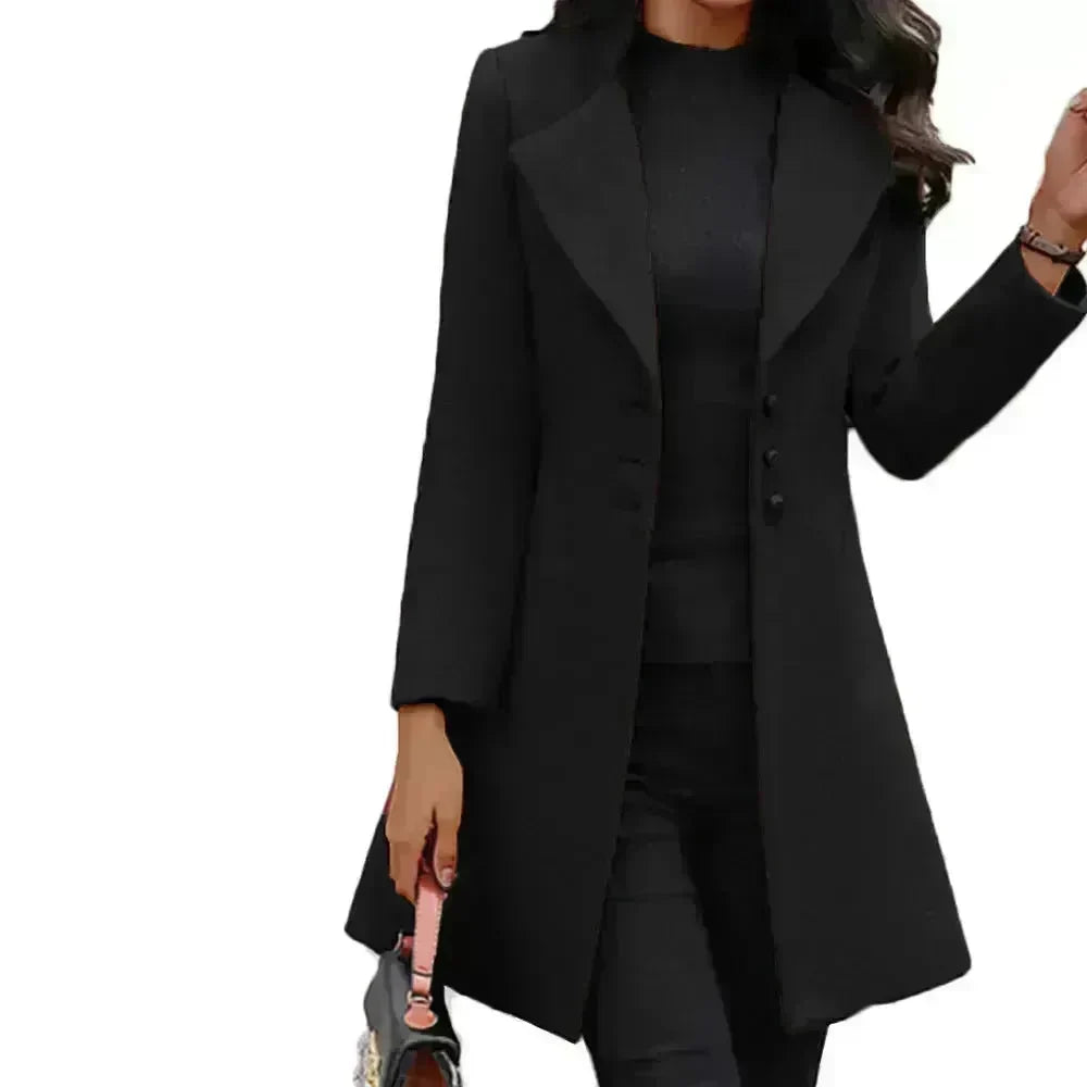 Winter Single-Breasted Slim-Fit Lapel Coat business office work coat for women - EX-STOCK CANADA