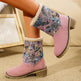 Flowers Embroidered Snow Boots Ethnic Style Platform Thick Square Heel Mid-tube Boot Winter Warm Cotton Shoes For Women - EX-STOCK Canada