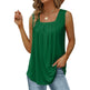 Summer cotton Tops For Women Loose Fit Pleated Square Neck Sleeveless Blouse Tops - EX-STOCK Canada