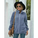 New Autumn Winter Zip up Plush Cardigan Sweater for Women - EX-STOCK CANADA