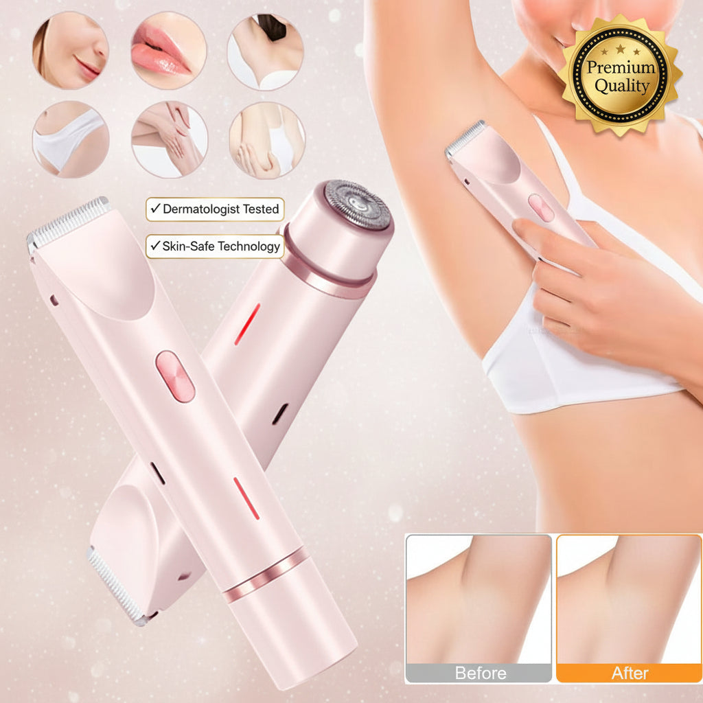 Women's 2-in-1 Electric Shaver & Bikini Trimmer – Wet/Dry Body Hair Razor (Pink, Blue, Purple)
