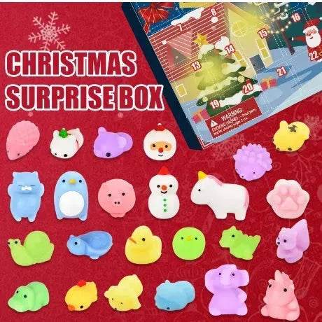 Dowmoo Christmas Pinch Joy Advent Calendar Blind Box, 24 Boxes Christmas Surprise Blind Box Rubber Animal Toys - EX-STOCK Canada