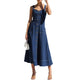 Women Sleeveless Sling Distressed Casual Style Button Denim Long Dress - EX-STOCK Canada