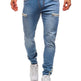 European And American Men's Denim Fabric Casual Frosted Zipper Design Jeans pant Men - EX-STOCK Canada