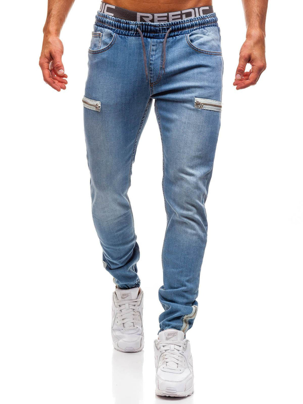 European And American Men's Denim Fabric Casual Frosted Zipper Design Jeans pant Men - EX-STOCK Canada