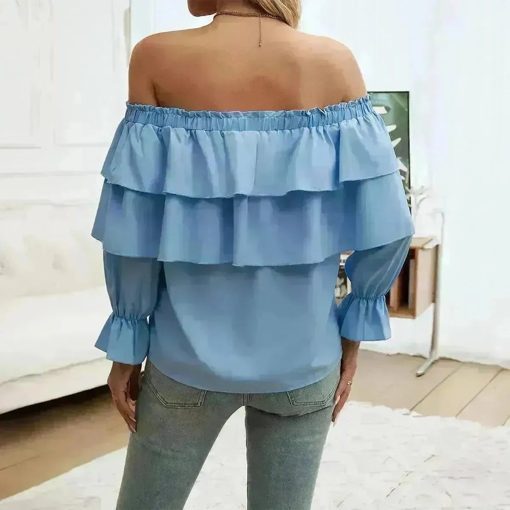Stylish Casual Evening Top for Women Off-shoulder Bishop  Long Sleeve Top - EX-STOCK CANADA
