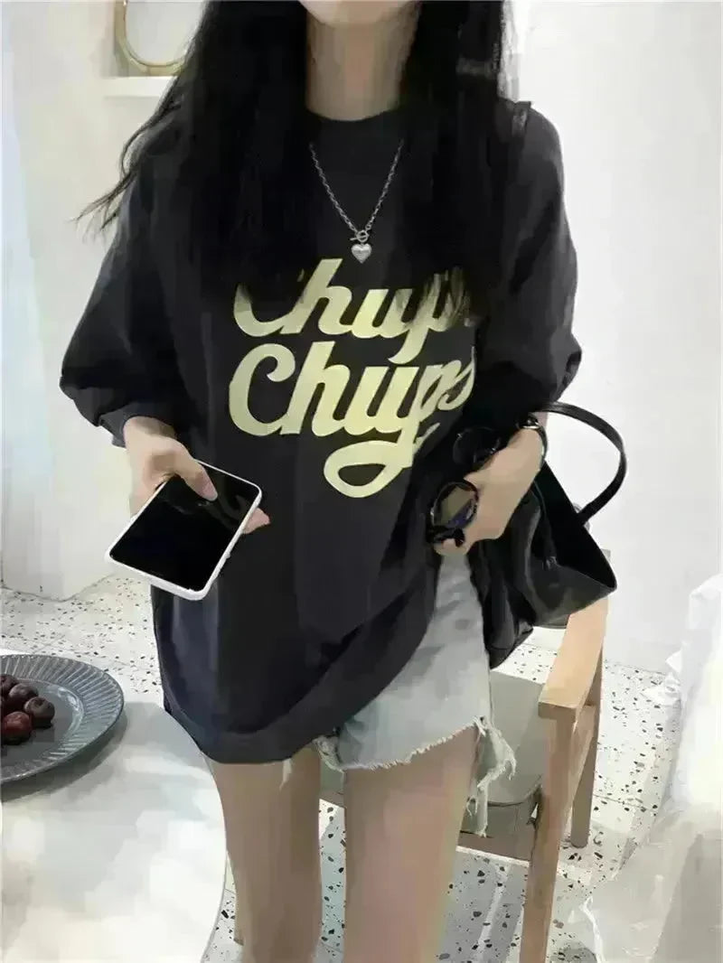 Street Fashion Oversized women round neck polo y2k fashion - EX-STOCK CANADA